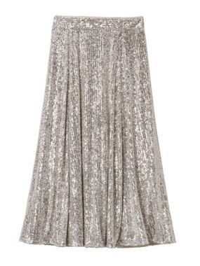 2X • Dex • Champagne Gold Sequin Midi Skirt